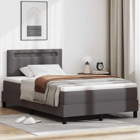vidaXL Cama Box com colchão Cinzeto 120 x 200 cm Couro sintético
