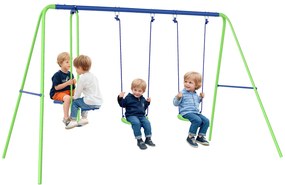 Conjunto de Baloiços de Jardim de Metal com Altura Ajustável Baloiços