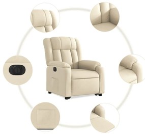 Poltrona reclinável elevatória elétrica tecido cor creme