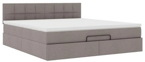 Cama Otomana com colchão &amp; LEDs 180x200cm cinza-acastanhado