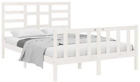 Estrutura de cama 140x190 cm madeira maciça branco