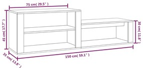 Sapateira 150x35x45 cm derivados de madeira branco brilhante
