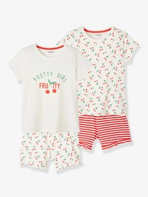 Lote de 2 pijamas, cereja branco claro bicolor/multicolo