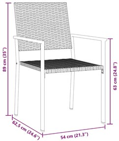 Conjunto de Jantar de Jardim 5 Peças Preto em Rattan Sintético