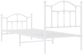 Estrutura de cama com cabeceira e pés 90x200 cm metal branco