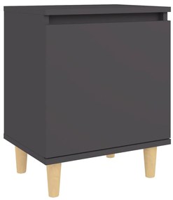 Mesa de cabeceira c/ pernas madeira maciça 40x30x50cm cinzento