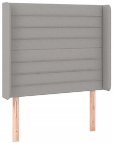 Cabeceira cama c/ luzes LED tecido 93x16x118/128 cm cinza-claro