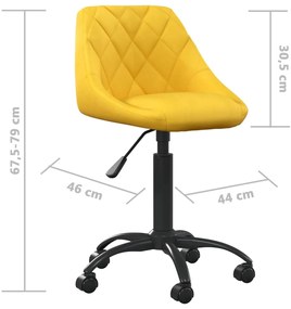 Cadeira de escritório veludo amarelo mostarda
