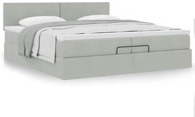 Estrutura de cama otomana com colchão 200x200 cm cinzento claro