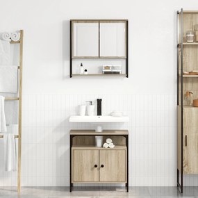 Conjunto de Armário de Banheiro de 2 Peças em Madeira Sonoma