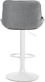 Banco alto em tecido com estrutura branca 85-106 x 49 x 51 cm cinzento