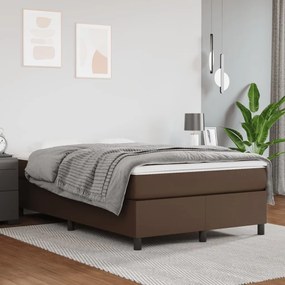 vidaXL Estrutura de cama 120x200 cm couro artificial castanho