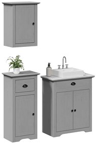 3 pcs conjunto de móveis para WC BODO pinho maciço cinzento
