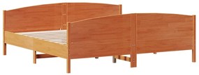 Cama sem colchão 200x200 cm pinho maciço castanho-mel