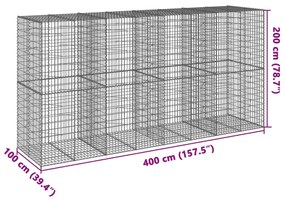 Cesto gabião com cobertura 400x100x200 cm ferro galvanizado