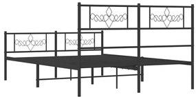 Estrutura de cama com cabeceira e pés 140x190 cm metal preto