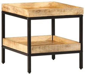 vidaXL Mesa de Apoio 45x45x45 cm Madeira Sólida de Mangueira Rugosa
