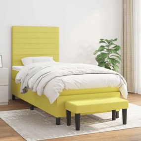 vidaXL Cama com molas/colchão 100x200 cm tecido verde-claro