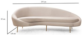 Sofá de 3 Lugares Eses – Bege – 255 cm x 120 cm x 85 cm