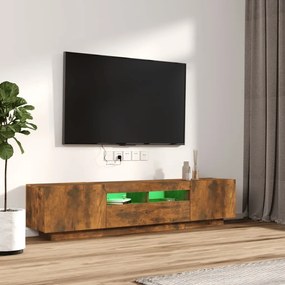 Conjunto móveis de TV 2pcs c/ LEDs madeira carvalho fumado