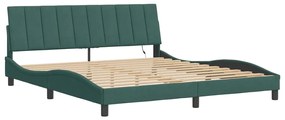 Estrutura de cama c/ luzes LED 180x200 cm veludo verde-escuro