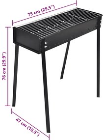Barbecue carvão 75 x 28 cm de pé / Quadrado