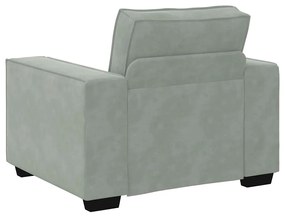 Poltrona 60 cm veludo cinzento-claro