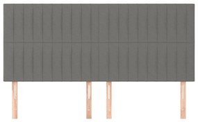 Cabeceira de cama 4 pcs tecido 90x5x78/88 cm cinzento-escuro