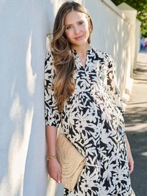 Vestido comprido estilo boémio, com botões, para grávida, da ENVIE DE FRAISE preto