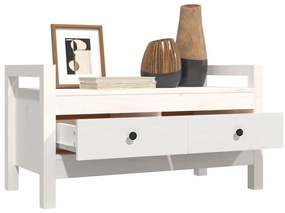 Banco de corredor 80x40x43 cm madeira de pinho maciça branco