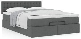 Cama otomana com colchão 140x200 cm tecido cinzento escuro