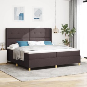 vidaXL Cama Box Spring com Colchão & LED Castanho Escuro 200x200 cm Tecido