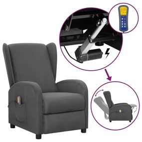 vidaXL Poltrona de massagens elevatória tecido cinzento-escuro