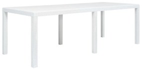 45607 vidaXL Mesa de jardim 220x90x72 cm plástico branco com aspeto de vime