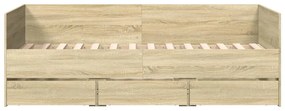 Sofá-cama com gavetas sem colchão 75x190 cm carvalho sonoma