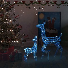 Família de renas decorativa 160 luzes LED azuis acrílico