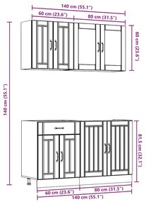 4 peças armário de cozinha conjunto Kalmar branco