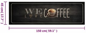 Tapete de cozinha lavável 45x150 cm veludo texto café
