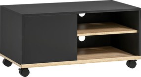 Móvel de TV com Rodas para Televisores até 42 Polegadas com 1 Porta 2 Compartimentos Abertos Prateleira 80x45x41 cm Preto