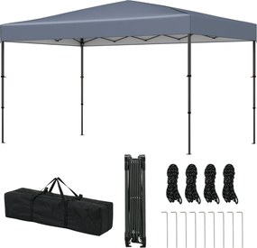 Tenda Pop Up, Jardim, Festas, eventos 360 x 220 x 240-270 cm com Bolsa de Transporte 9 Estacas 4 Cordas de Vento Cinzenta