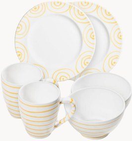 Conjunto de pequeno-almoço artesanal Gelbgeflammt, 2 pessoas, conjunto de 6