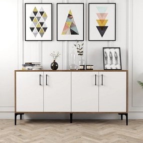 Console Kiev – Nogueira/Branco – 160 cm x 78 cm x 35 cm