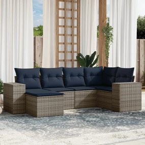 vidaXL 6 pcs conjunto sofás p/ jardim c/ almofadões vime PE cinzento