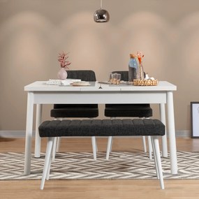 **** Conjunto de Mesa de Jantar Extensível Santiago – Branco/Antracite
