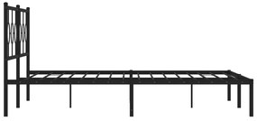 Estrutura de cama com cabeceira 200x200 cm metal preto