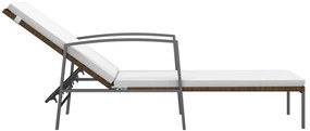 Espreguiçadeiras com mesa 2 pcs vime PE castanho