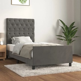 Estrutura de cama sem colchão 80x200 cm veludo cinzento-escuro