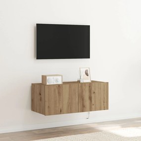 Armário de TV vidaXL com luzes LED Carvalho Artesanal 80x35x31 cm