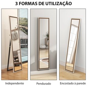 Espelho de Pé 157x37 cm Espelho Corpo Inteiro Grande com Moldura Bicolor para Utilizar Inclinado ou Suspenso Madeira