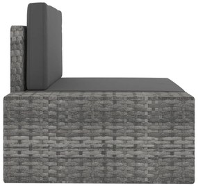 5 pcs conjunto lounge de jardim vime PE cinzento